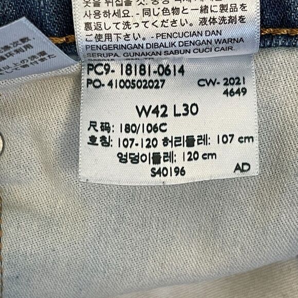 Levi's‎ 541 Athletic Fit Taper 42x30 Cotton Stretch Denim Blue Jeans Medium Zip - Picture 5 of 10